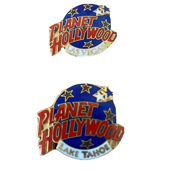Vintage Lot of 2 Collectible Pins Planet Hollywood Las Vegas Lake Tahoe New - Picture 1 of 6